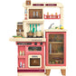 Lookfly 40.6 Inch Play Kitchen Set for Kids, Large Pretend Play Kitchen with Realistic Lights and Sounds, Simulation of Spray for Toddlers Girls Boys Gift ,Pink