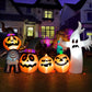Yexmas Halloween Inflatables, 9 FT Long 4 Pumpkins with Cute White Ghost Outdoor Decorations, Built-in LEDs, Blow Up Party, Waterproof Yard, Garden, Lawn Decor