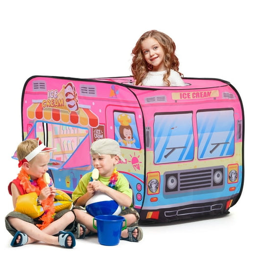 Yexmas Ice Cream Car Pop Up Tent with Carrying Case, Playhouse Indoor and Outdoor Kids Play Tent for Boys and Girls Children 3+ Years Gift