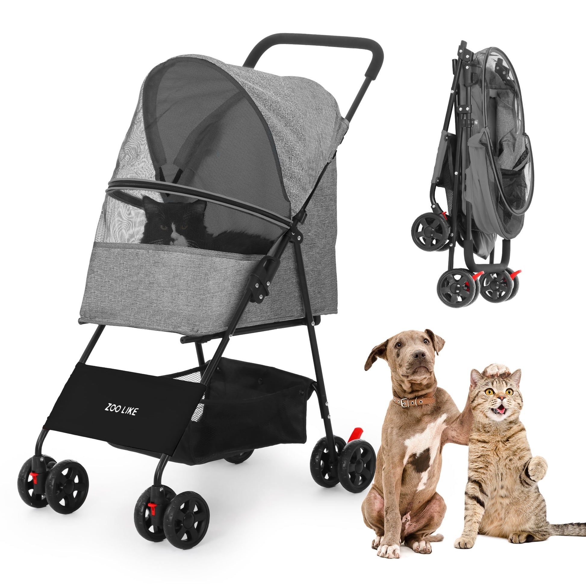 Zoolike Pet Stroller Cat Dog Cage Stroller Travel Folding Carrier,Fold – TEAYINGDE