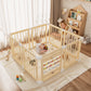 Babyeap Wooden Baby Playpen,Foldable Play Yards for Babies and Toddlers,Large Wood Play Gate with Built-in Toys,Baby Fence Activity Center 47x47x23.6 Inch