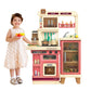 Lookfly 40.6 Inch Play Kitchen Set for Kids, Large Pretend Play Kitchen with Realistic Lights and Sounds, Simulation of Spray for Toddlers Girls Boys Gift ,Pink