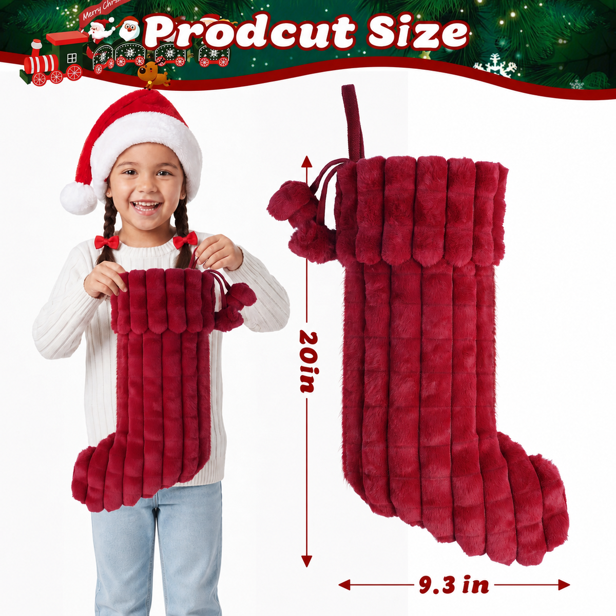 Yexmas 6pcs 20'' Christmas Stockings, Personalized Soft Plush Xmas Stockings, Large Christmas Stockings Hanging Ornaments for Xmas Tree Fireplace Party Family Holiday Decor