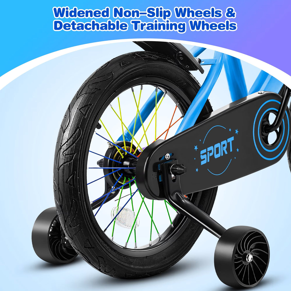 Lookfly 14" Kids Bike for Boys and Girls with Removable Training Wheels,Children's Cicycle,Blue