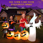 Yexmas Halloween Inflatables, 9 FT Long 4 Pumpkins with Cute White Ghost Outdoor Decorations, Built-in LEDs, Blow Up Party, Waterproof Yard, Garden, Lawn Decor