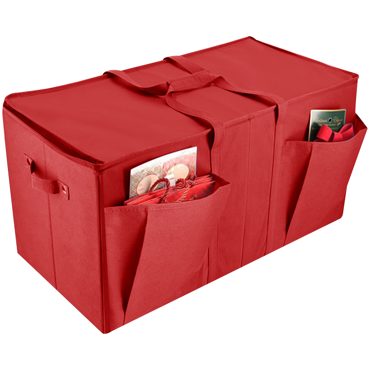 Yexmas Christmas Tree Storage Bag with Side Pockets, Large Holiday Tree Storage Container with Handles and Zipper