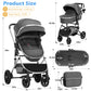 babyeap 2 in 1 Baby Stroller,Foldable Lightweight Carriage Reversible Bassinet Pram for Toddler,Travel Stroller with with Cup Holder、Storage Bag