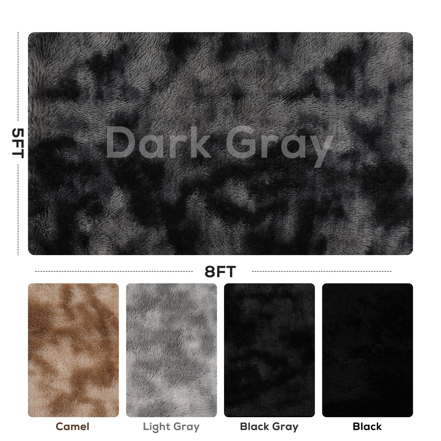 CozyDesg 5ft x 8ft Area Rugs, Soft Fluffy Area Rugs Floor Mat Floor Rugs for Living Room Bedroom Modern Decor Carpet, Dark Gray