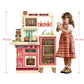 Lookfly 40.6 Inch Play Kitchen Set for Kids, Large Pretend Play Kitchen with Realistic Lights and Sounds, Simulation of Spray for Toddlers Girls Boys Gift ,Pink