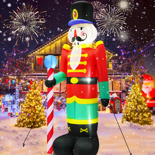 Yexmas 8FT Christmas Inflatable Nutcracker Soldier Outdoor Decor with Large Blow Up Soldier with LED Lights for Yard,Garden,Lawn