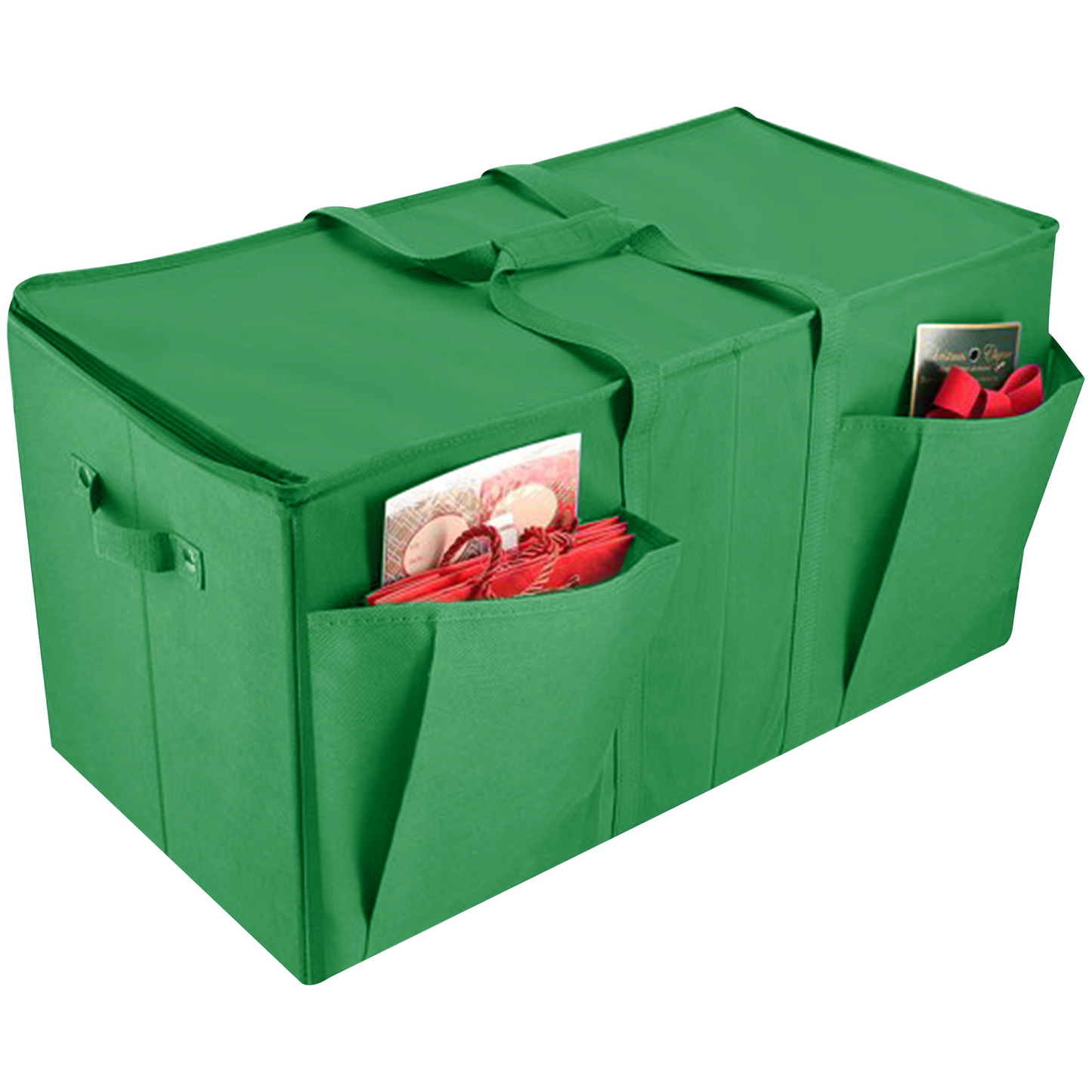 Yexmas Christmas Tree Storage Bag with Side Pockets, Large Holiday Tree Storage Container with Handles and Zipper
