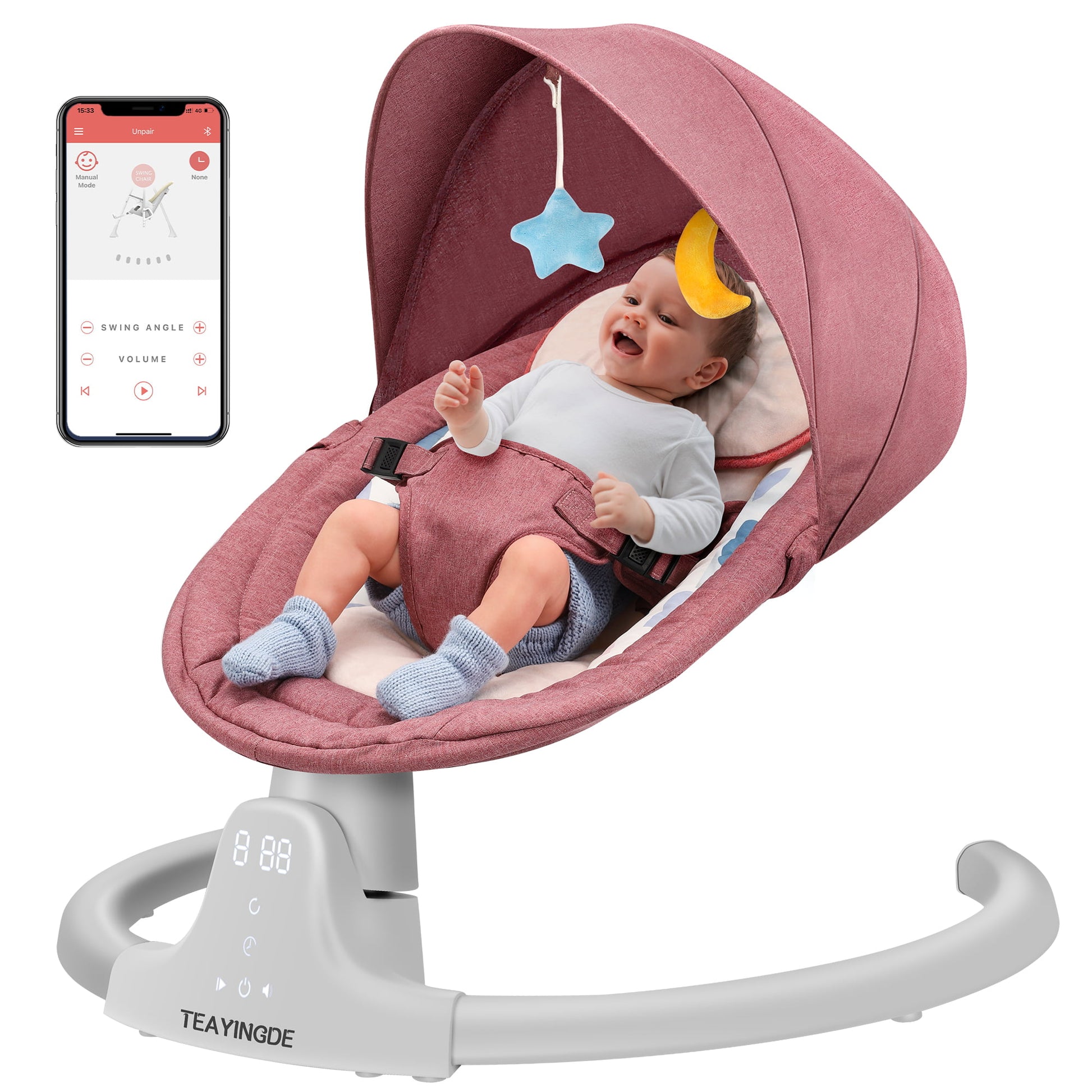 Baby Swings for Infants | Electric Bouncer for Babies,Portable Swing for  Baby Pink Baby Swing,5 Speeds,3 Seat Positions