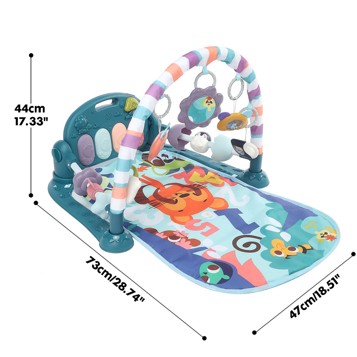 Babyeap Baby Gym Play Mat 3 in 1 Fitness Rack with Music and Lights Fun Piano Baby Activity Center