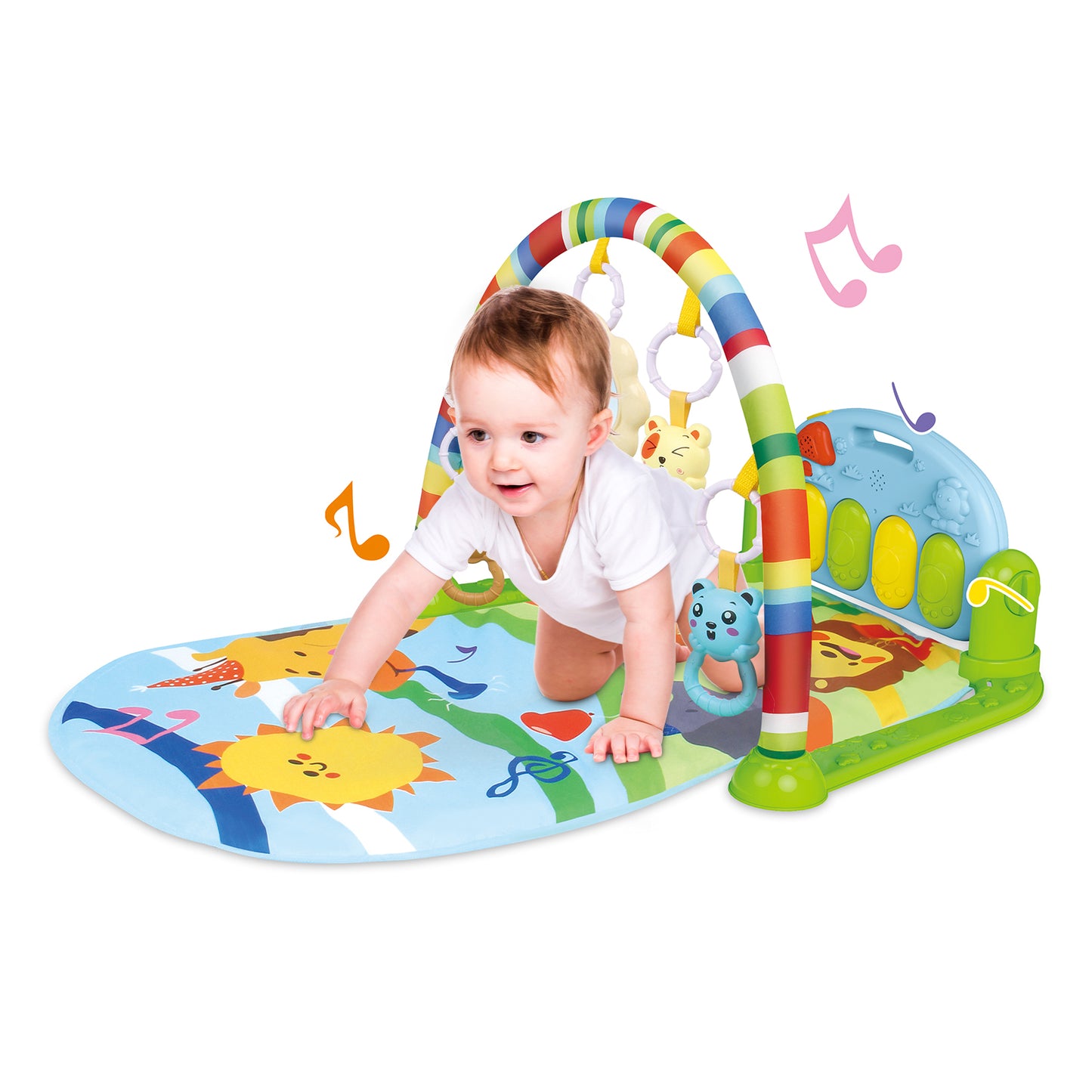 Babyeap 3 in 1 Foldable Baby Kid Play Gym Mat, Kick and Play Piano Play Gym ,Musical Activity Fitness Gym for 0-3 Year Boys and Girls Tummy Time