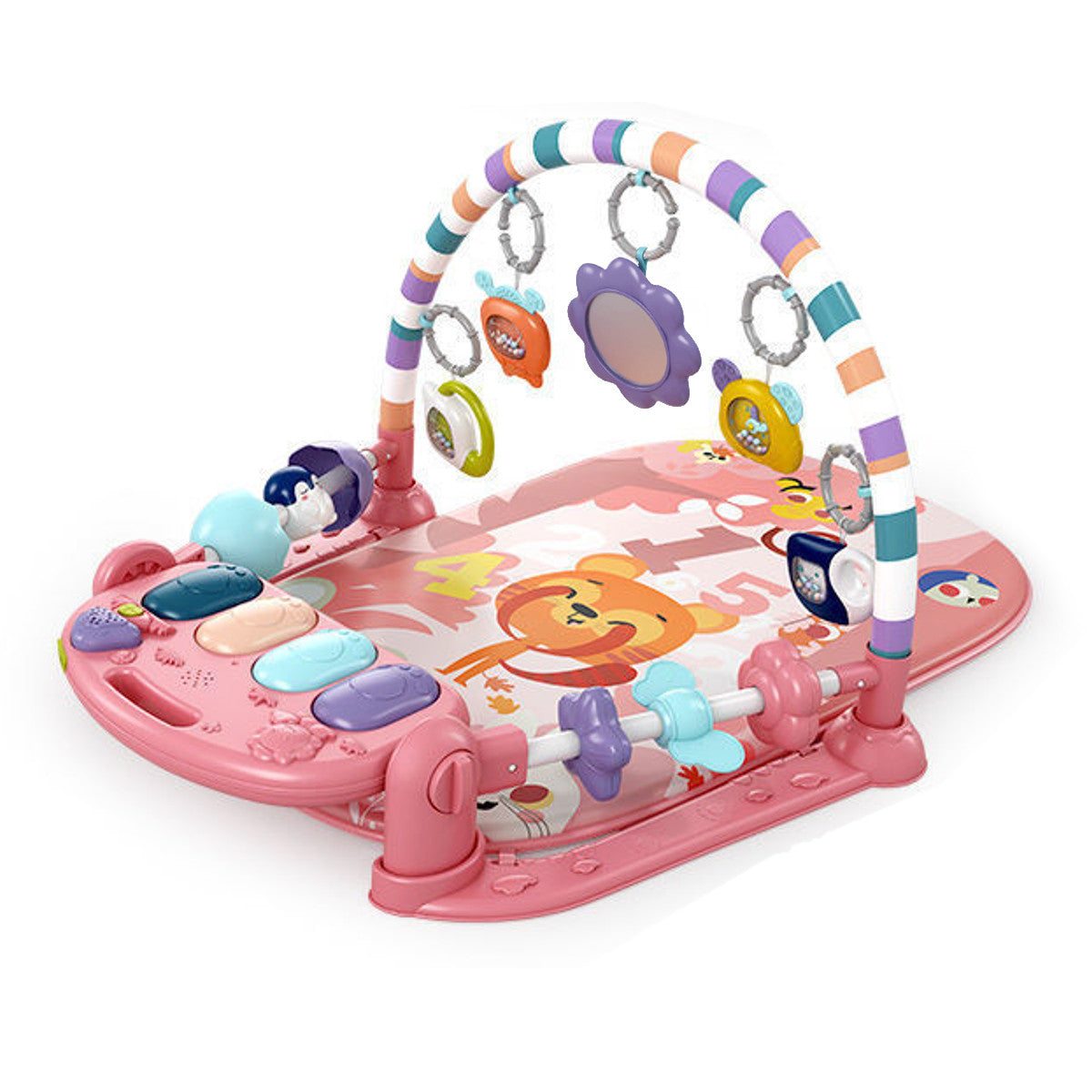 Babyeap Baby Gym Play Mat 3 in 1 Fitness Rack with Music and Lights Fun Piano Baby Activity Center